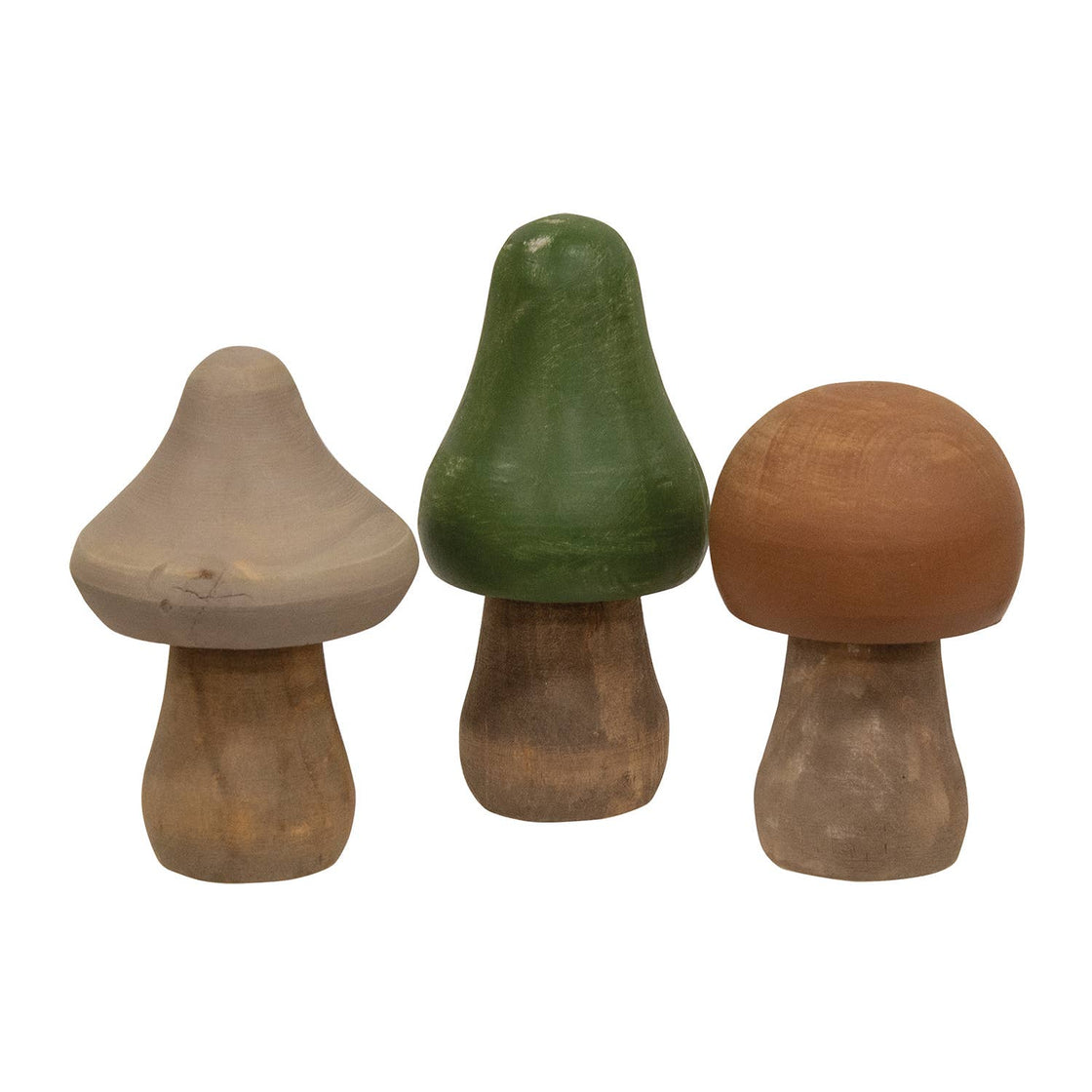 Distressed Wooden Mushrooms Set of 3