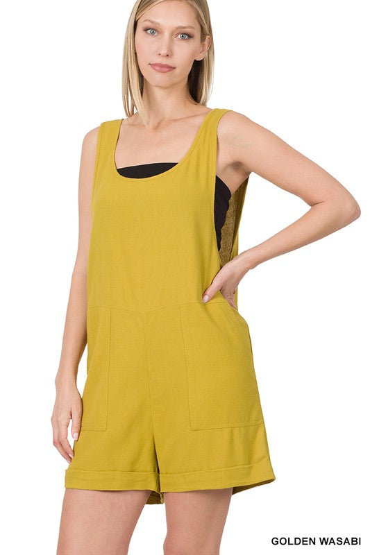 Linen Romper with Pockets