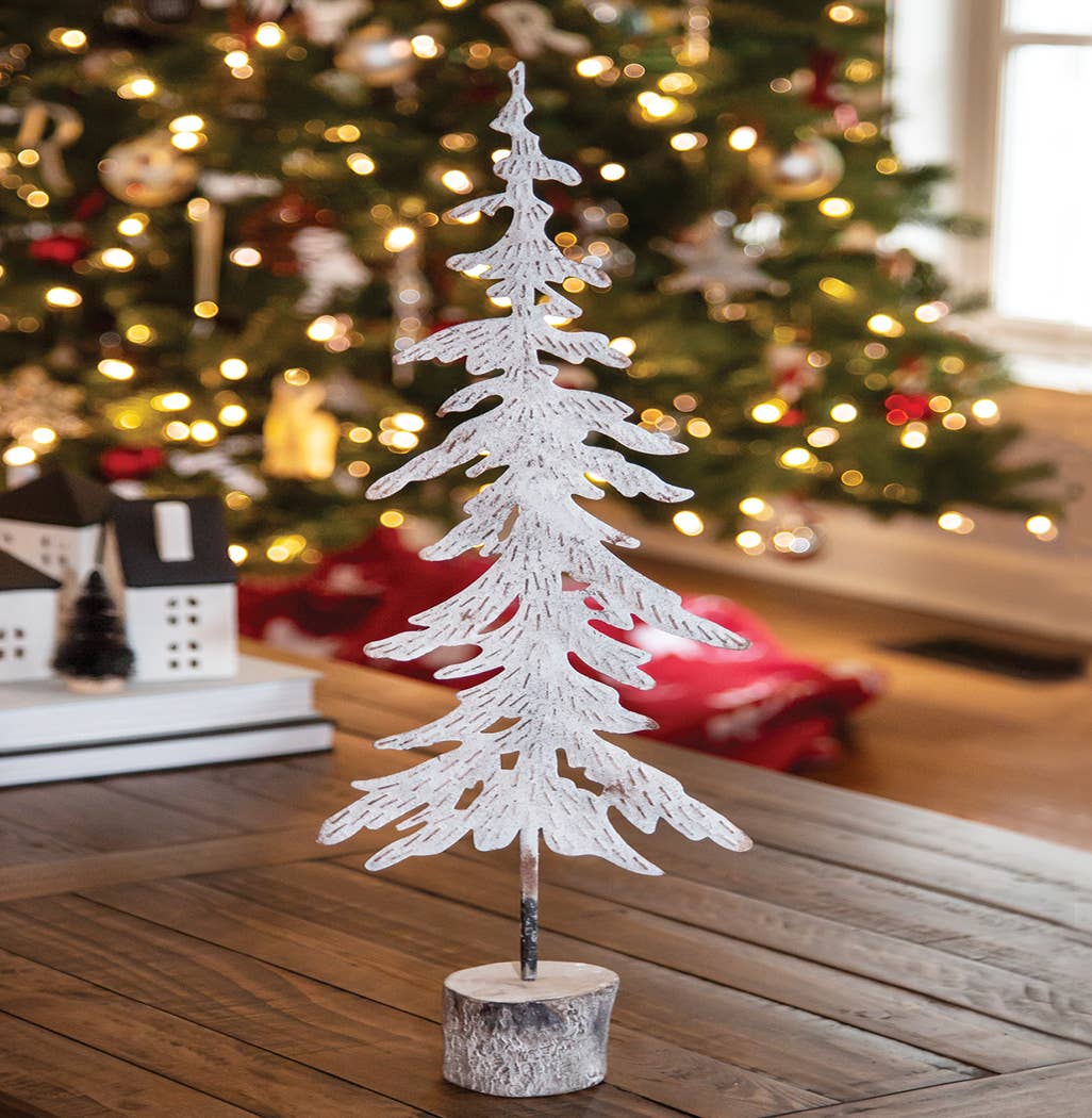 Medium White Washed Metal Christmas Tree