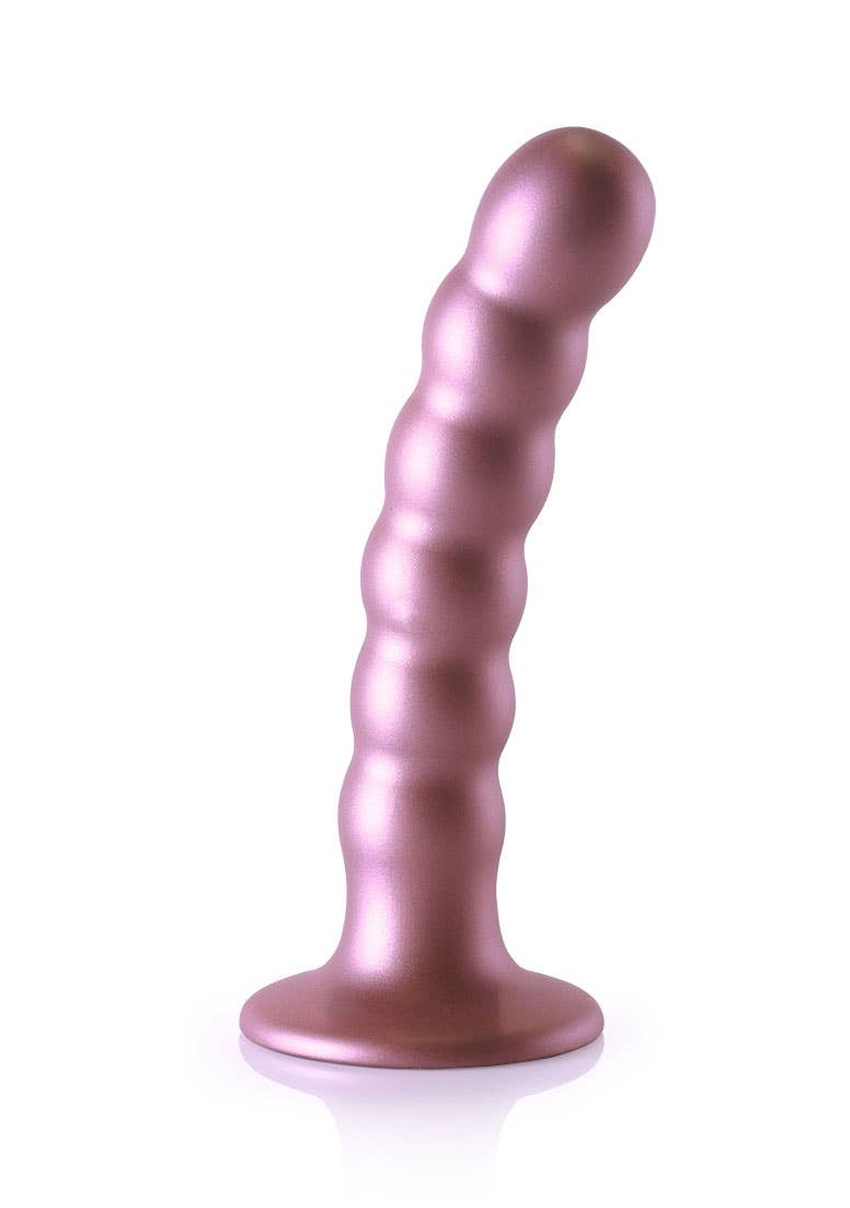 Beaded Silicone G-Spot Dildo - 5'' / 13cm: Metallic Blue