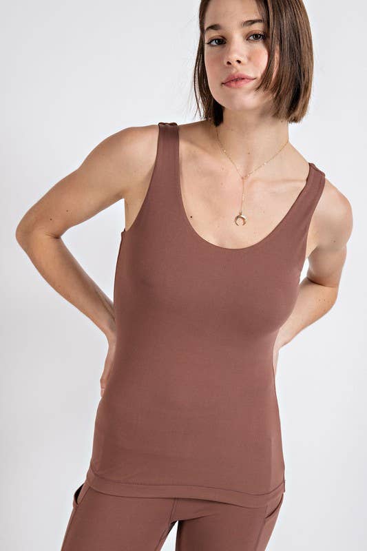 ROUND NECK BUTTER SOFT TANK TOP/ Everglade Green