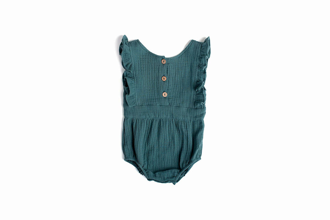 Peacock Backless Cotton Romper