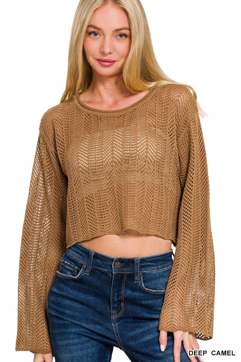 Open Knit Cropped Sweater