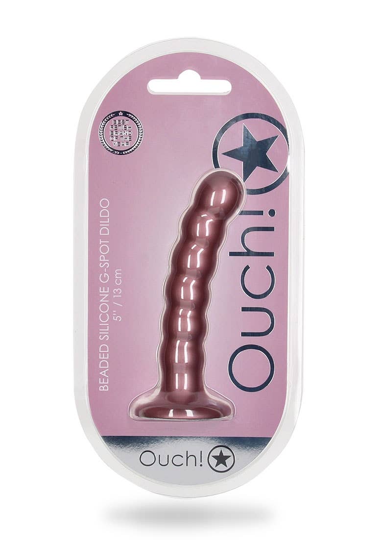 Beaded Silicone G-Spot Dildo - 5'' / 13cm: Metallic Purple