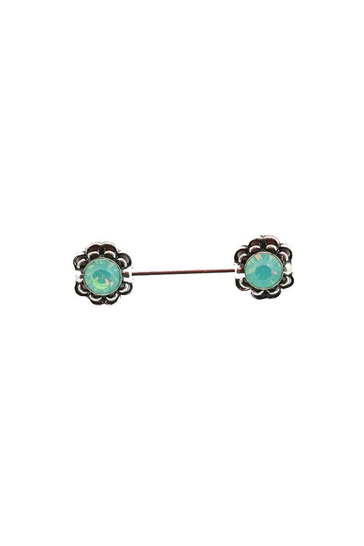 CRAVE BODY JEWELRY - GREEN OPAL 316L SURGICAL STEEL NIPPLE BAR