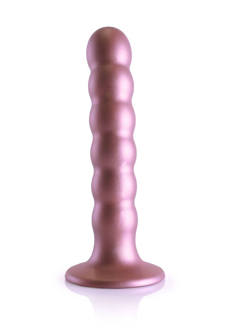 Beaded Silicone G-Spot Dildo - 5'' / 13cm: Metallic Purple