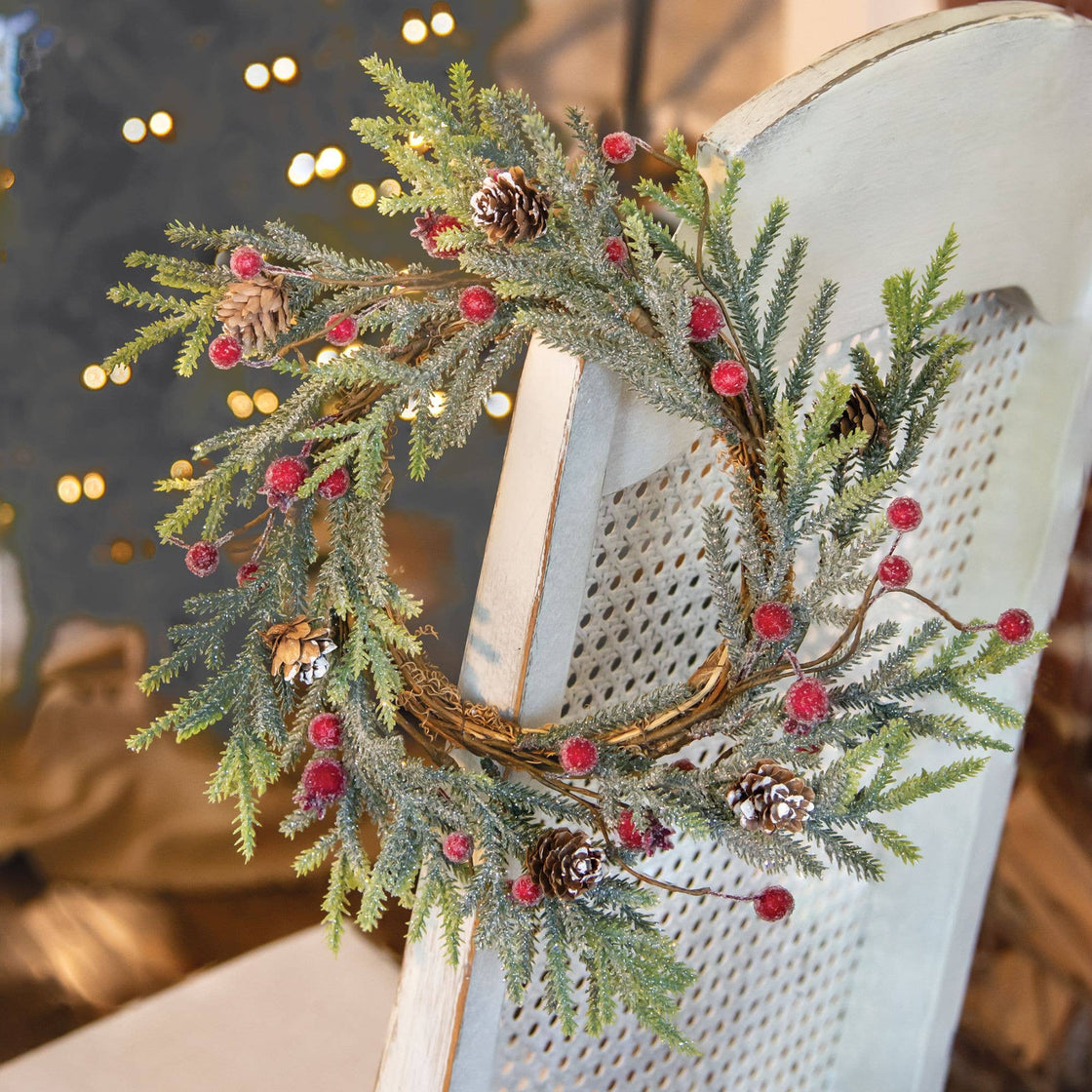 Mountain Pine with Berries Wreath 12 Inch