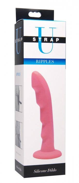Ripples Silicone Textured Dildo - Pink