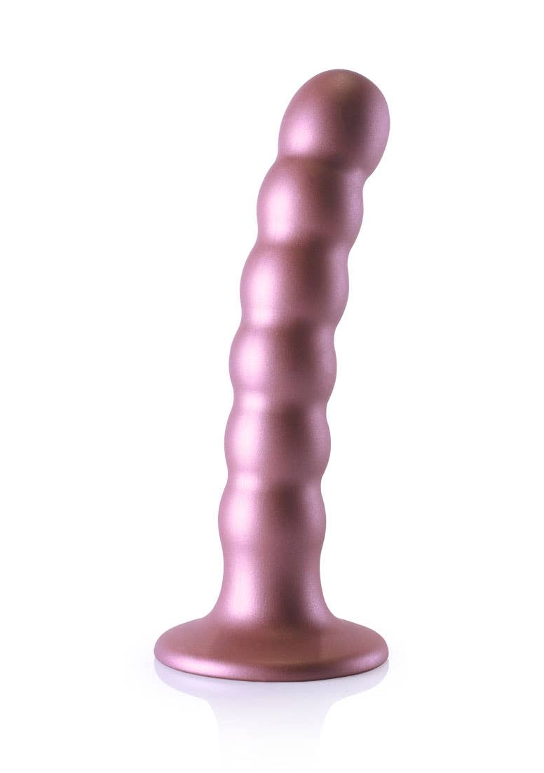 Beaded Silicone G-Spot Dildo - 5'' / 13cm: Metallic Purple