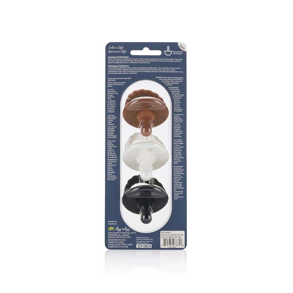 Sweetie Soother™ Silicone Pacifier Set of 3 Coffee & Cream: Coffee & Cream