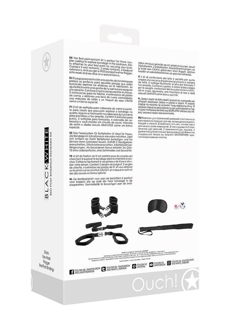 Bed Post Bindings Restraint Kit: Black,White