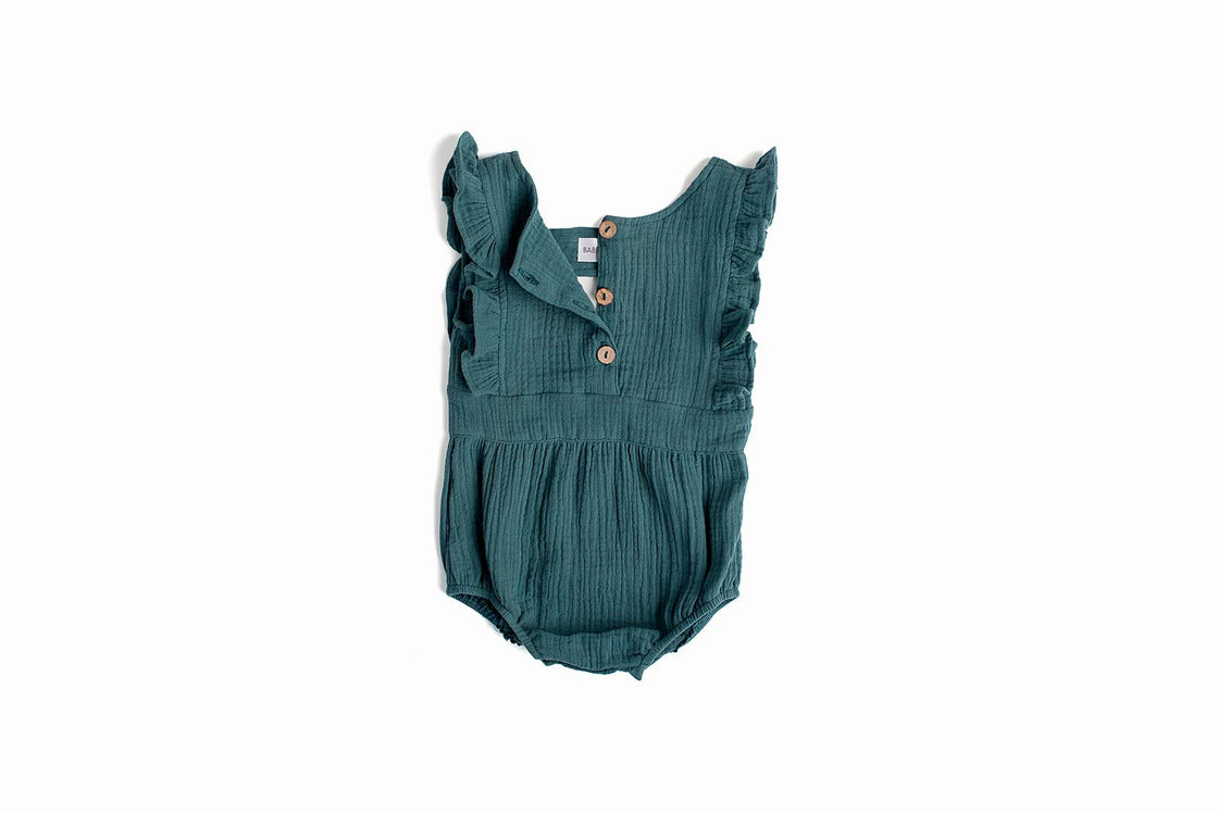 Peacock Backless Cotton Romper