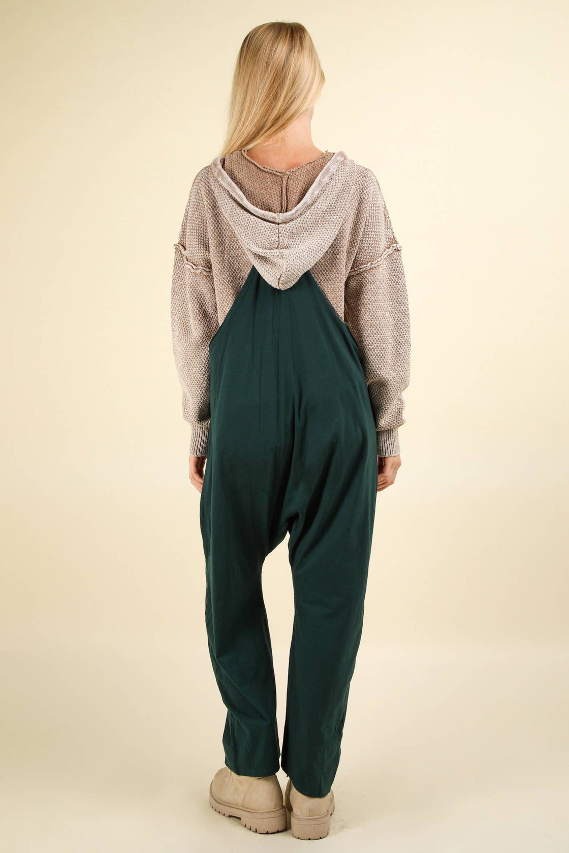 Casual Loose Fit Solid Knit Baggy Jumpsuit