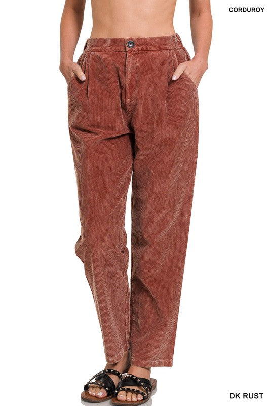 Mineral wash Corduroy Pleated Pants