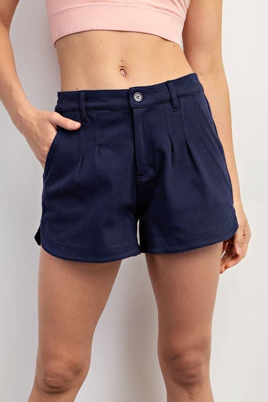 MID RASE COTTON STRETCH TWILL SHORT PANT / Black