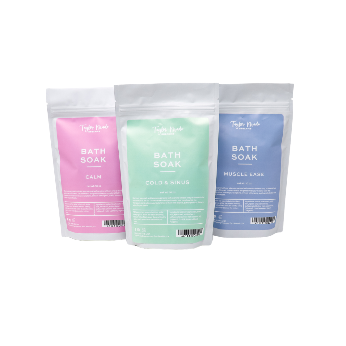 Taylor Made Organics - Essential Oil Blend Bath Soak - SLS, Paraben, Phthalate Free: Calm