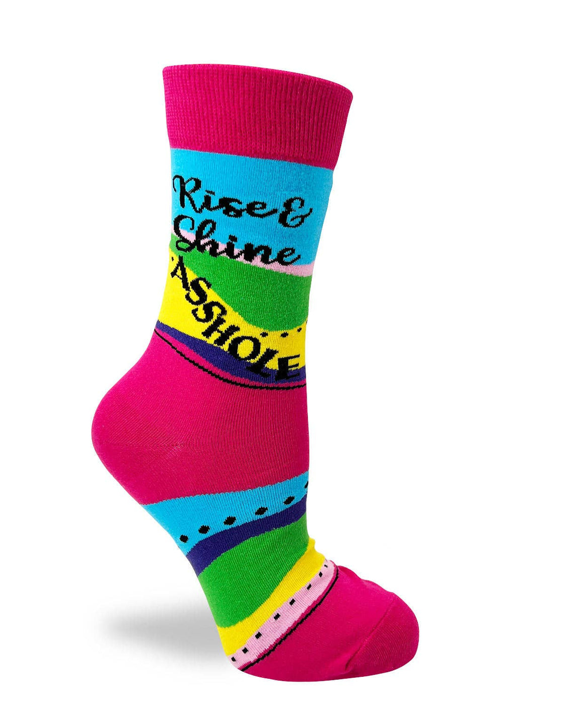 Rise and Shine Asshole Women's Crew Socks With Cats