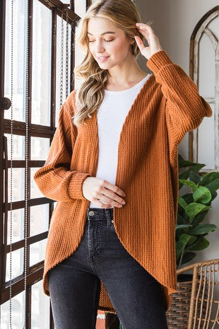 Solid Waffle Knit Cardigan - Regular and Plus Sizes