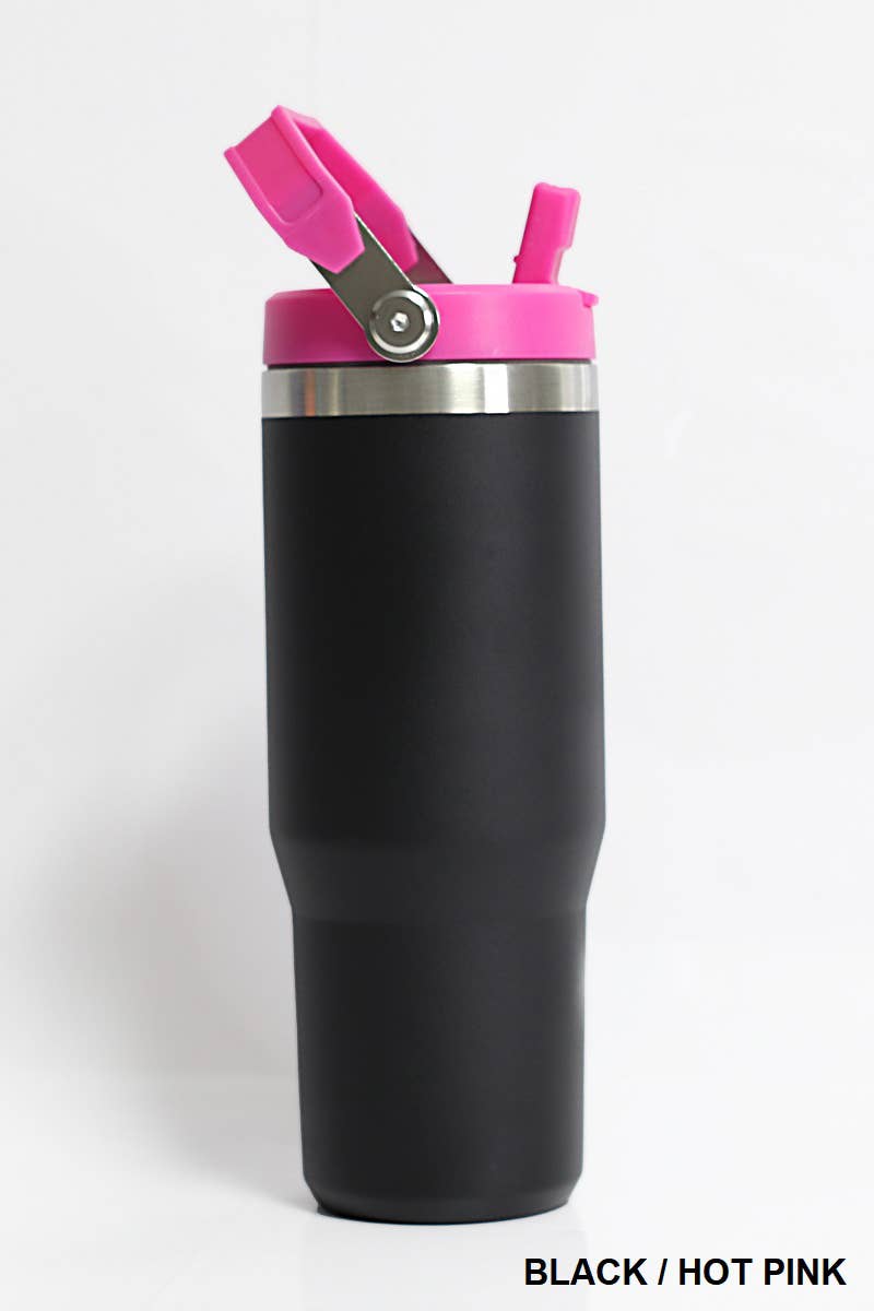 Valentine 30oz Stainless Steel Tumbler - Black and Hot Pink