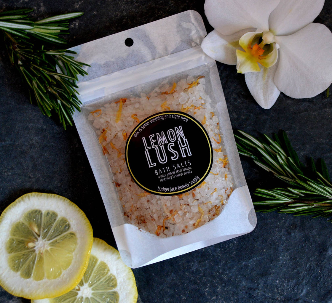 Lemon Vanilla Rosemary Bath Salts. Botanical Bath Salts