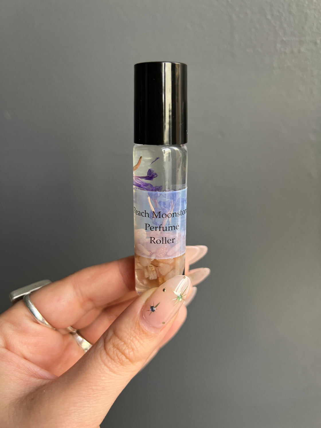 Peach Moonstone Crystal Perfume Roller
