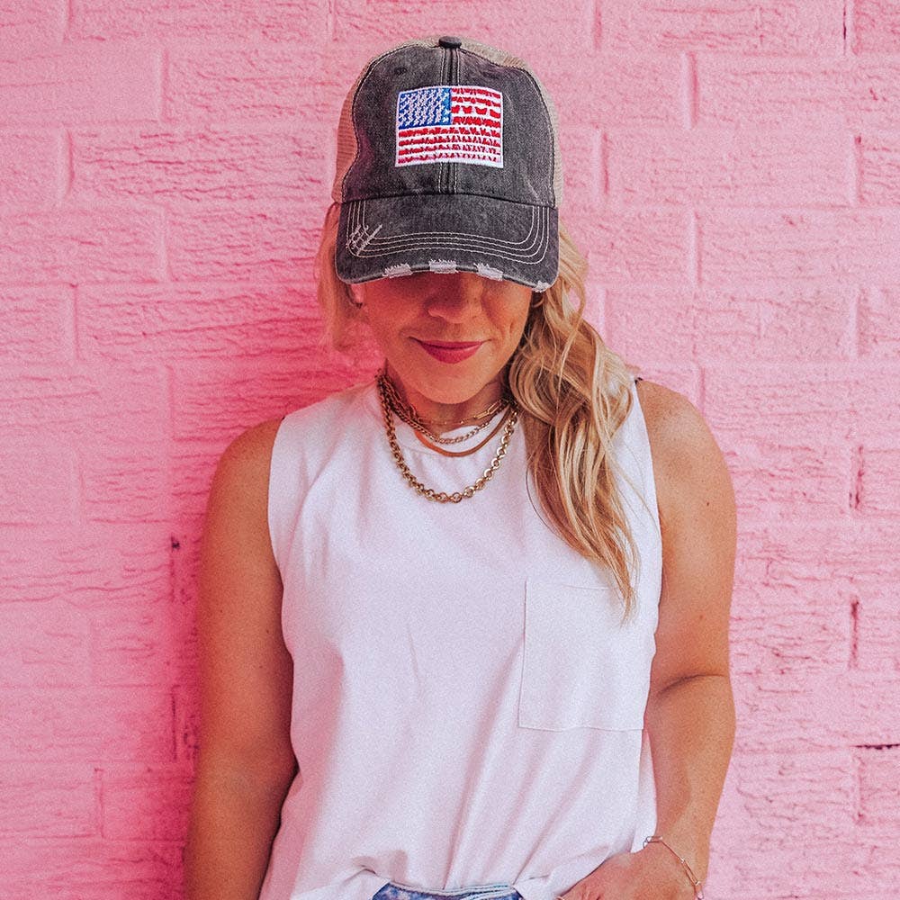 American Flag Women's Trucker Hat